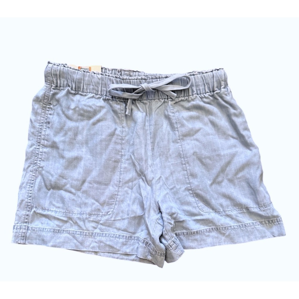 Hilary Radley Chambray Shorts Women Small Blue New Pull On Drawstring Pockets